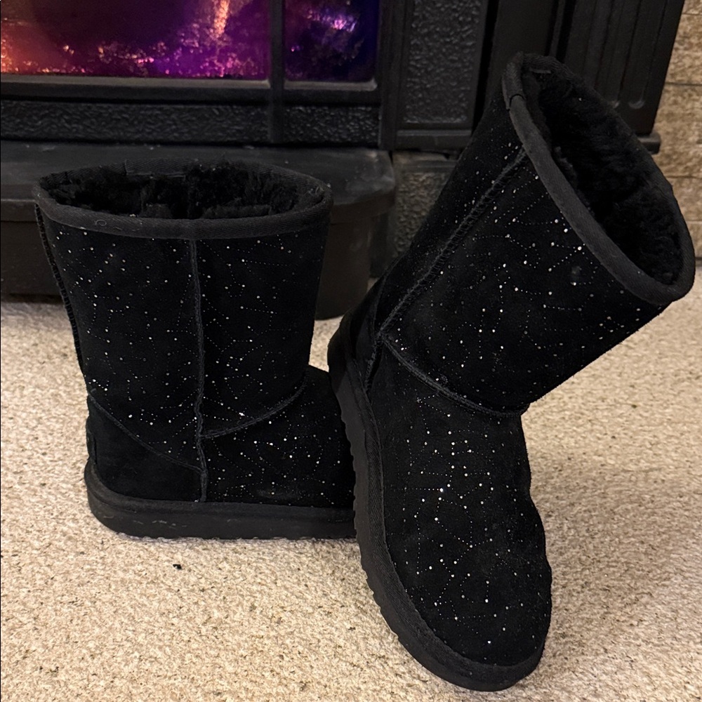 UGG Black Glitter Winter Boots